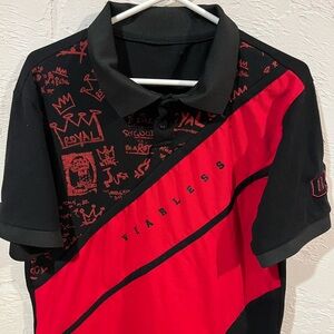 Red and Black Graphic Polo Shirt Young Adult Large